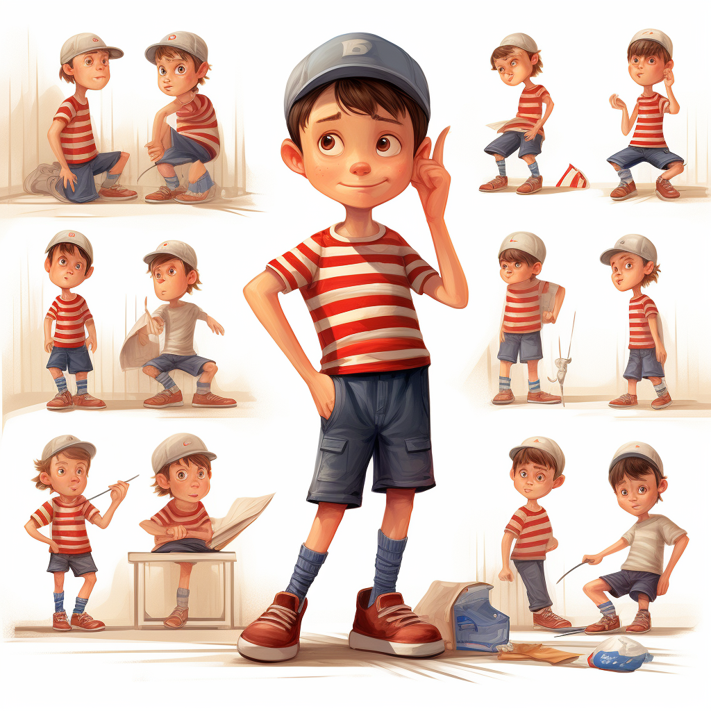 Cute little boy with expressive poses