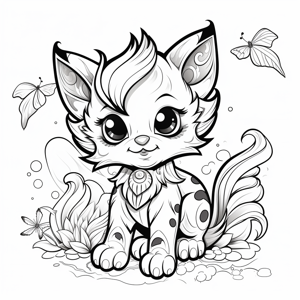 Cute fantasy animal coloring page