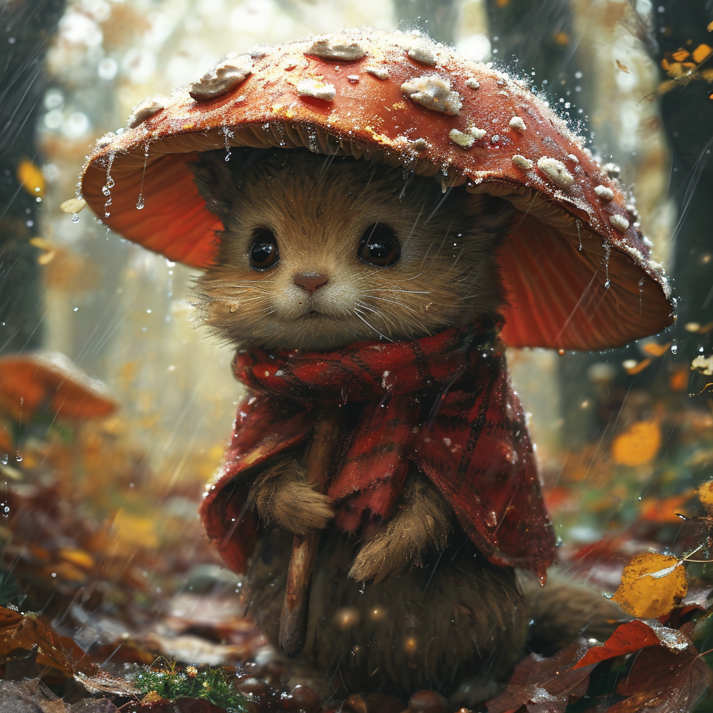 Cute Fantasy Animal Mushroom Umbrella