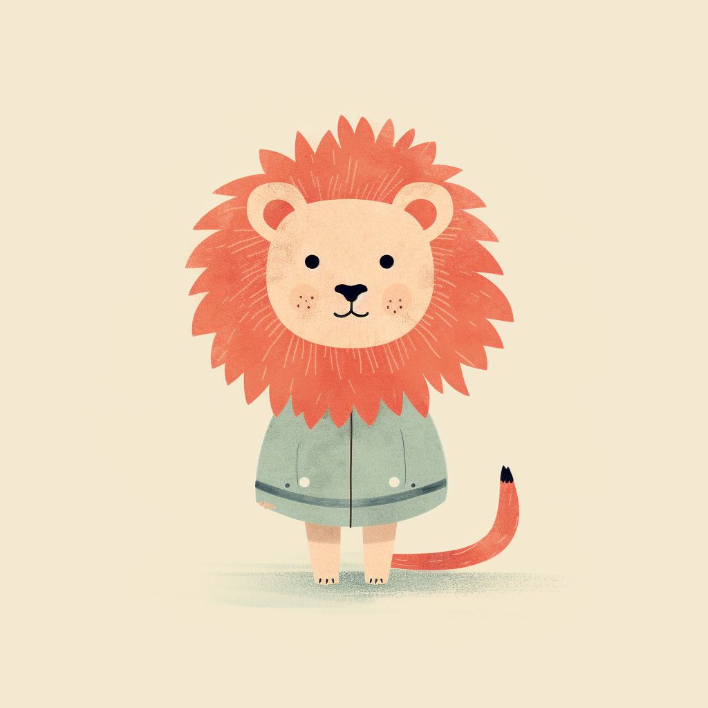 Cute female lion illustration in children's book style