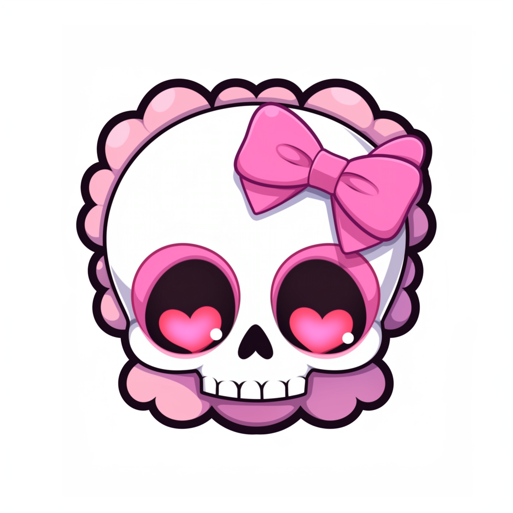 Super cute female smiling skull with big eyelashes