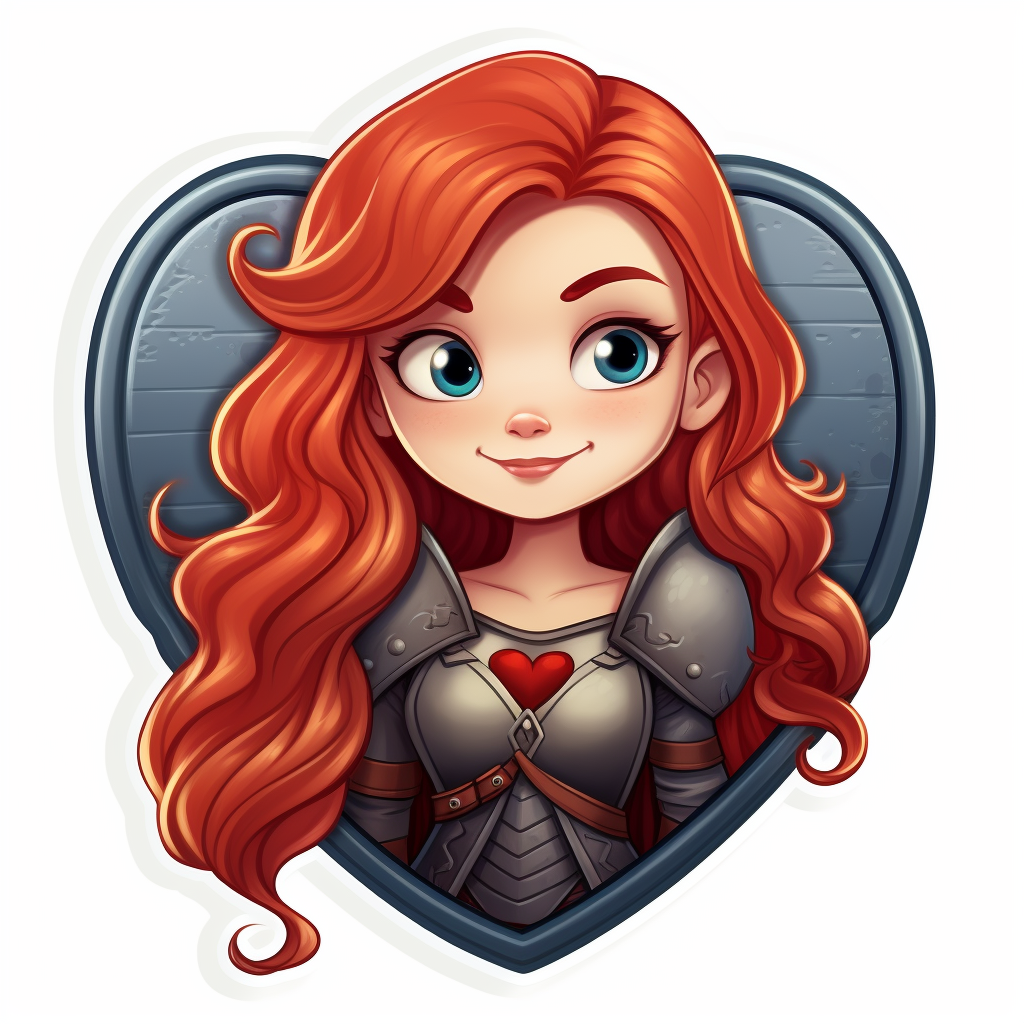 Female Viking with Red Hair and Heart Shield