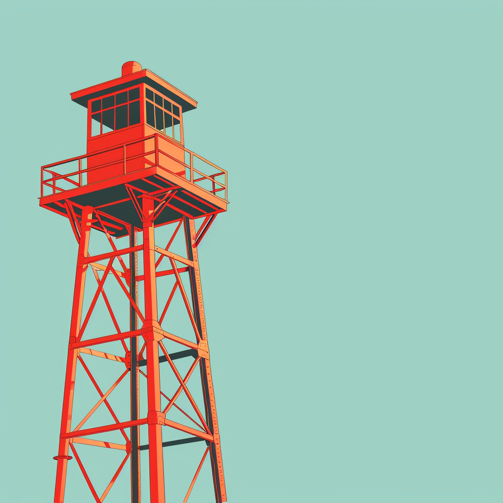 Cute fire tower drawing art