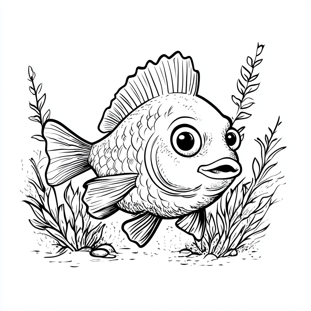 Cute fish in natural habitat drawing