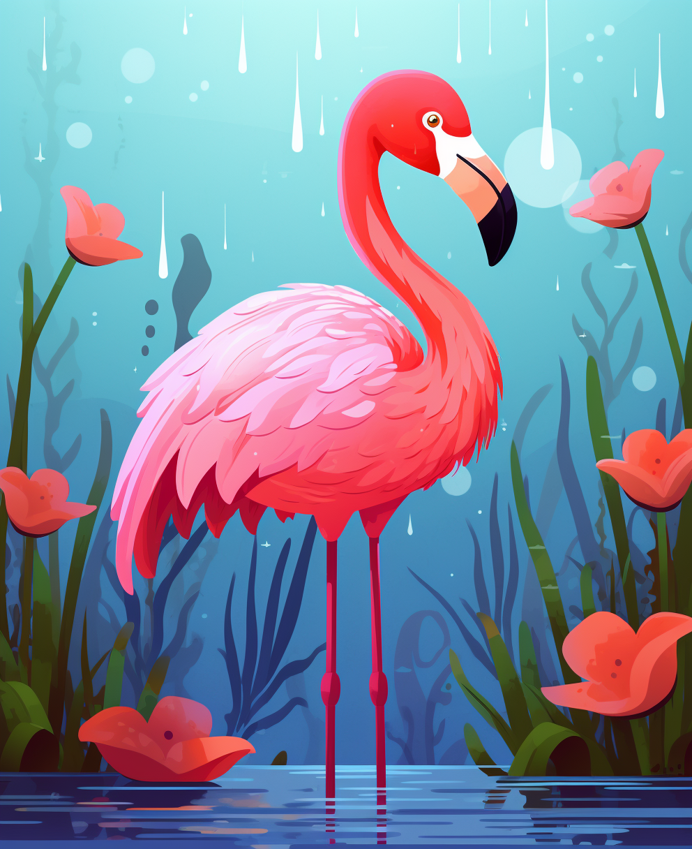 Cute flamingo cartoon illustration for kids