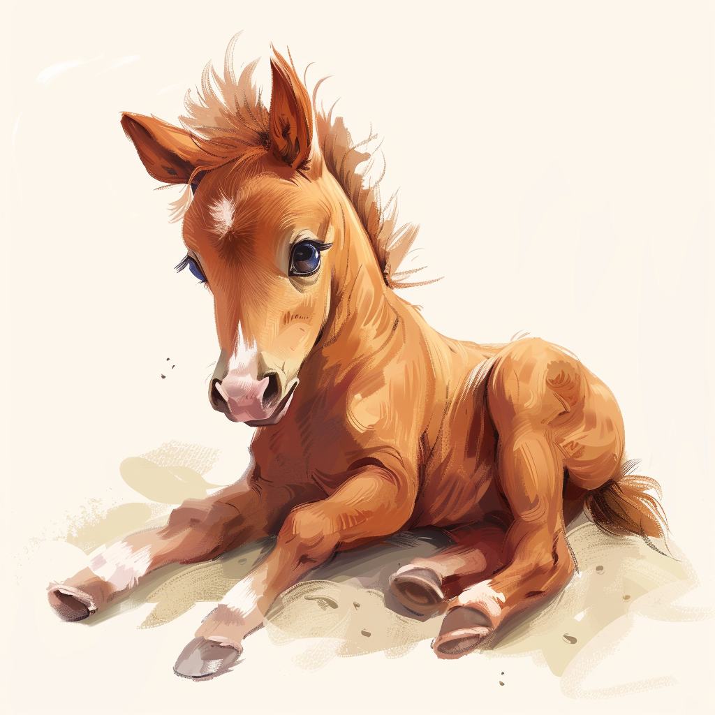 Small brown foal illustration