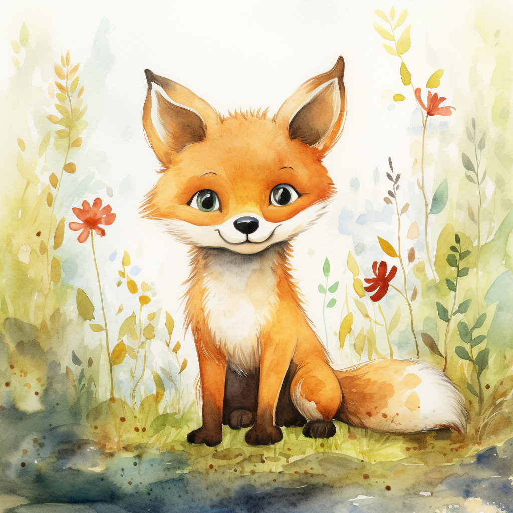 Cute fox children's book illustration