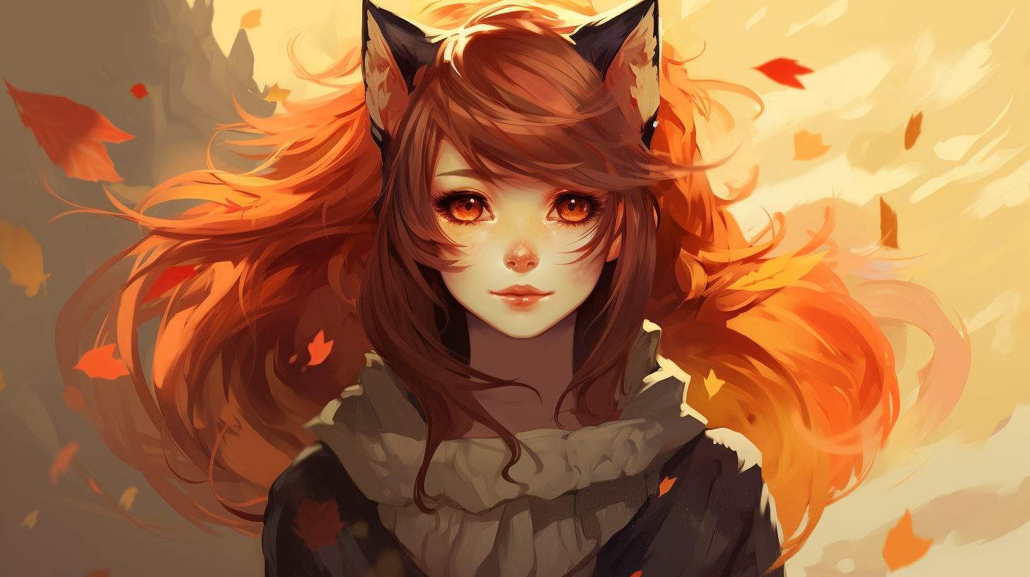 Cute fox girl with vibrant expression