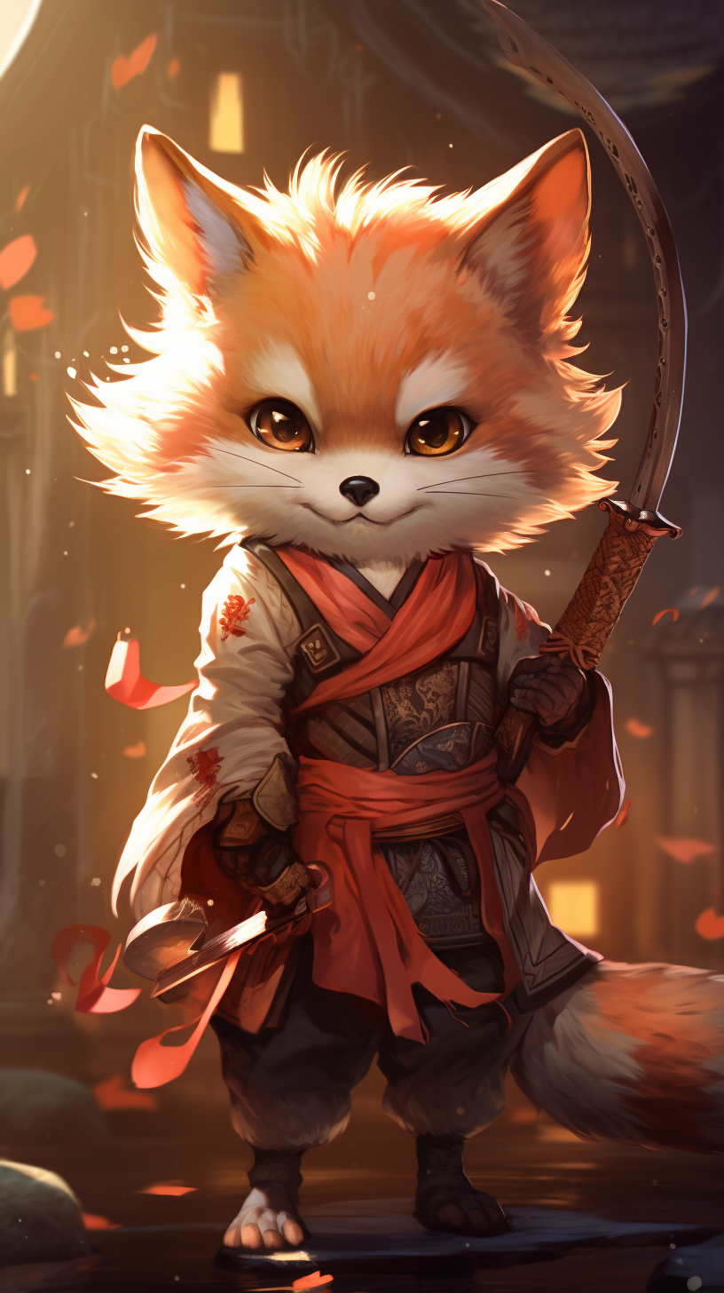 Cute fox with boomerang in hand