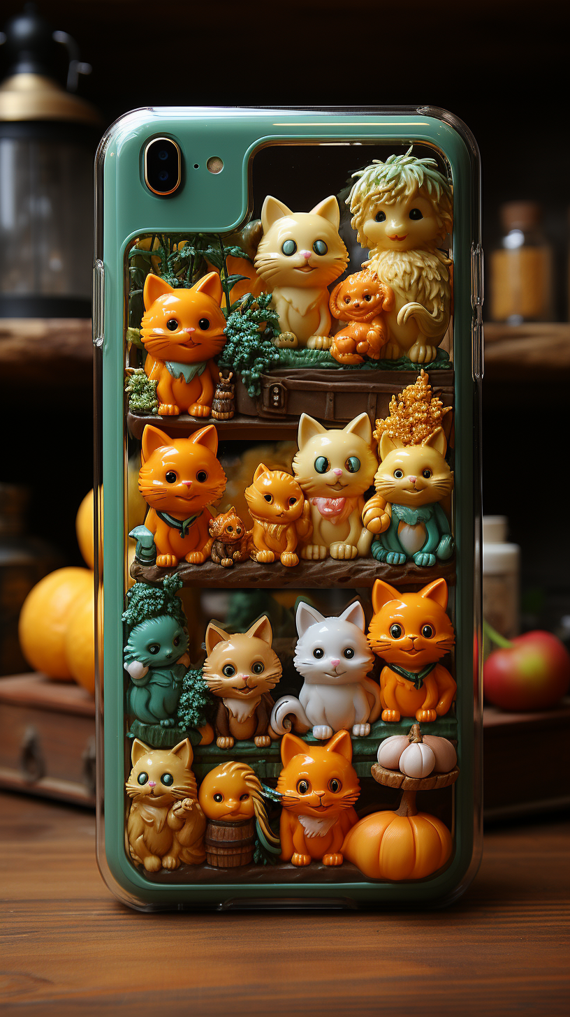 Cute funny clay action characters inside a phone case