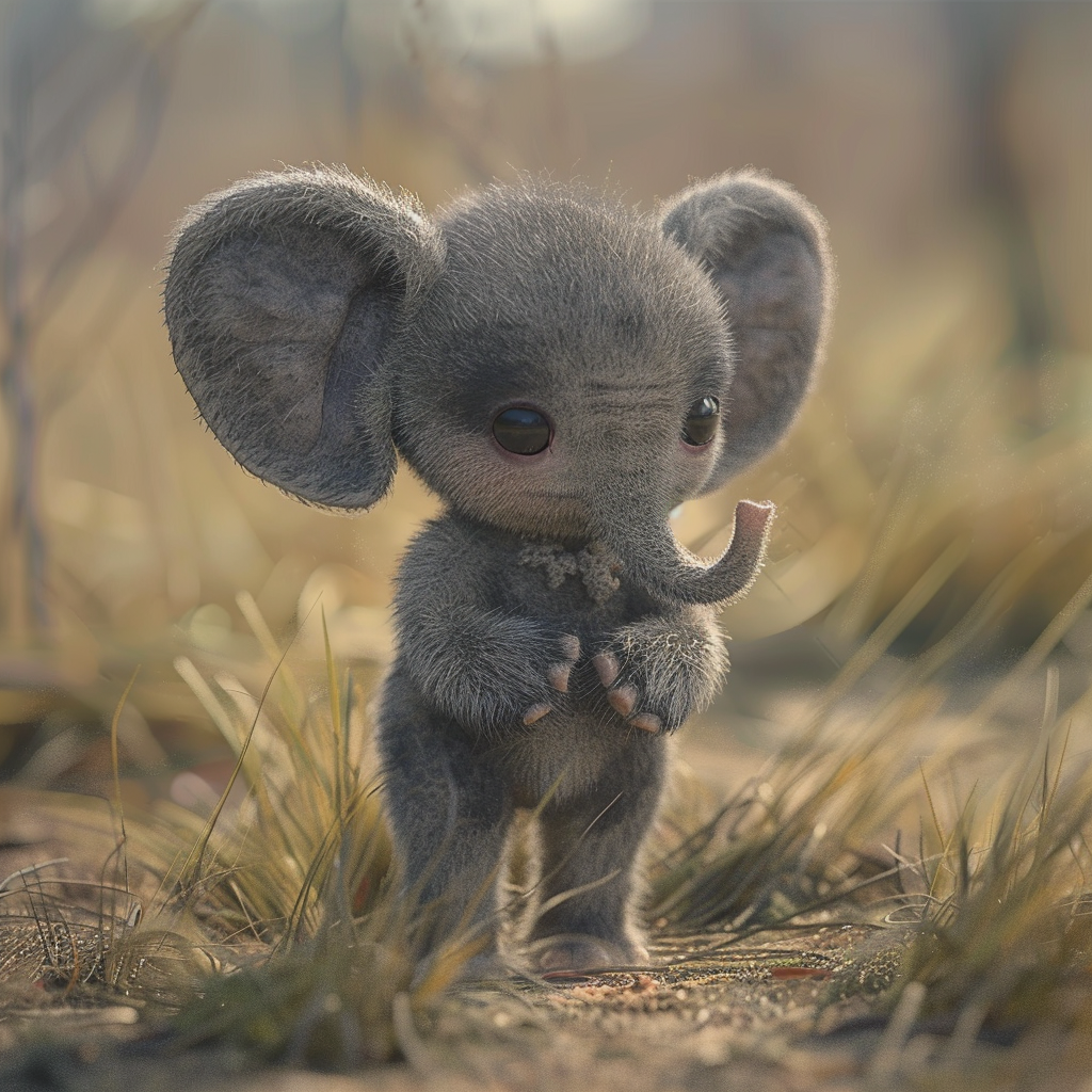 Cute mouse-sized furry elephant