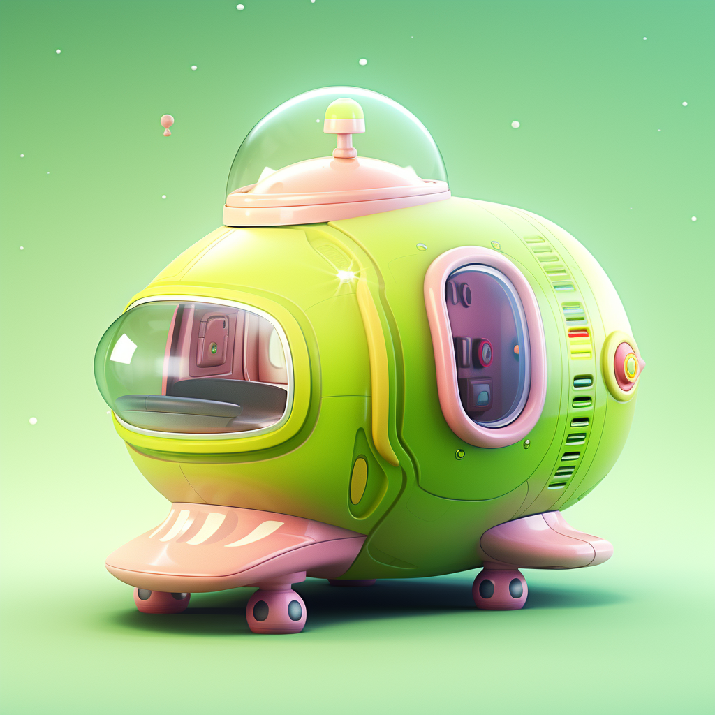 Adorable spaceship characters with fuzzy texture