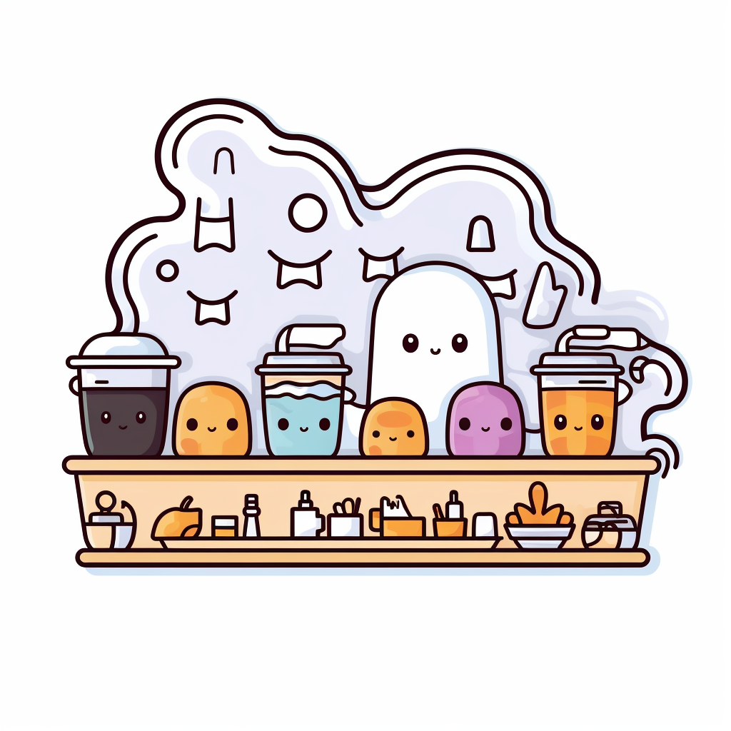 Cute ghost doodle in coffee shop