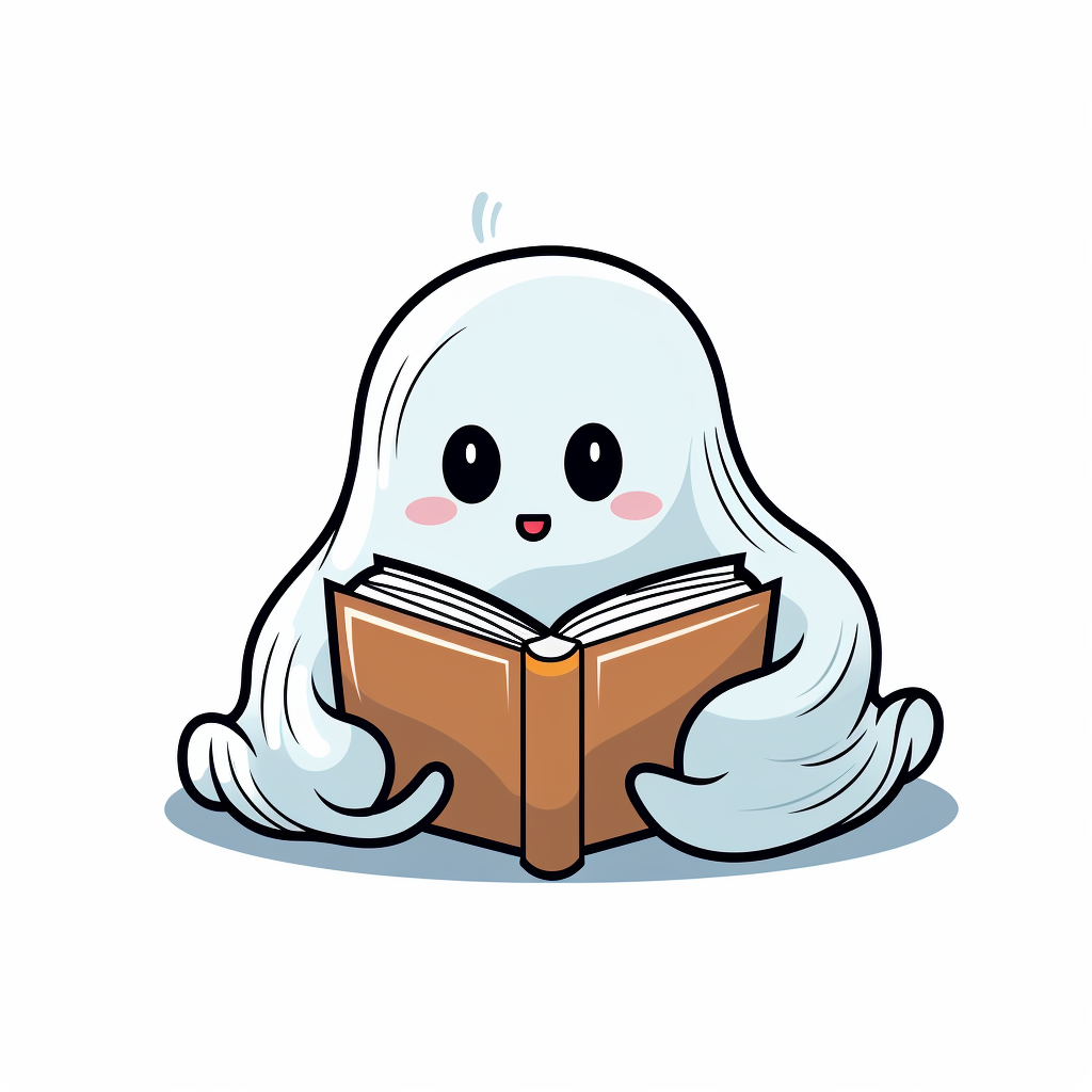 Cute ghost reading book doodle