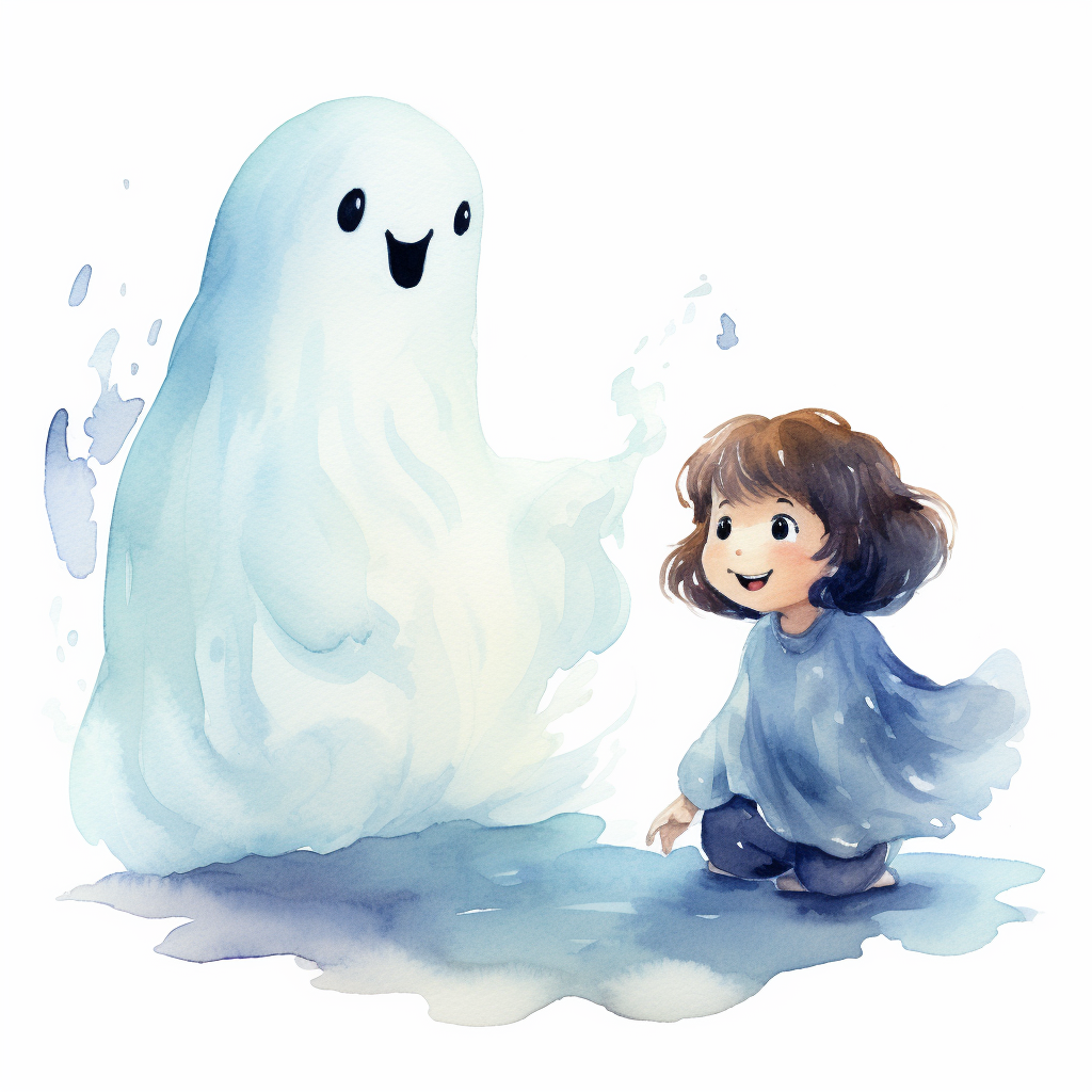 Cute ghost watercolor illustration for children's book