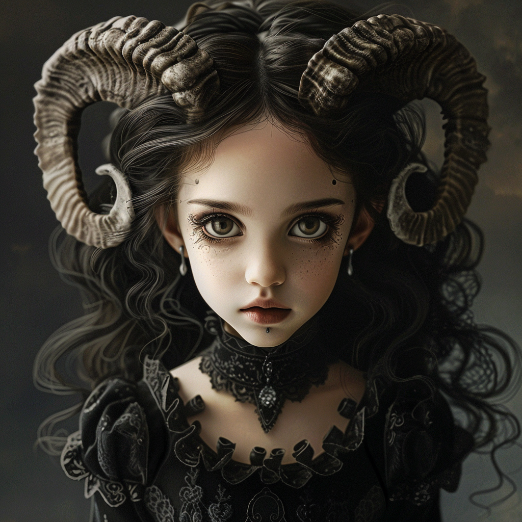 Gothic girl with ram horns