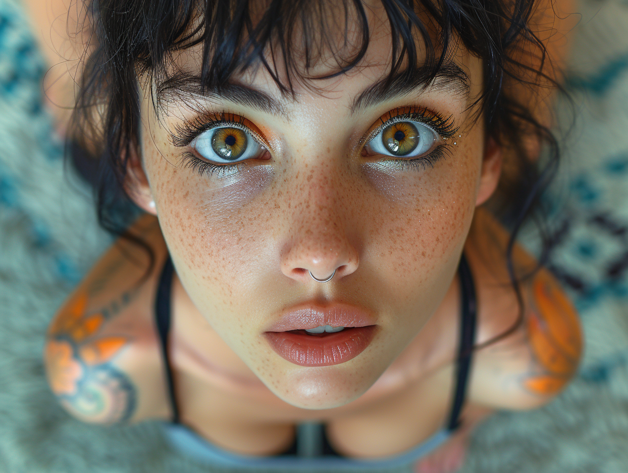 Young girl with brown eyes and thick eyeliner