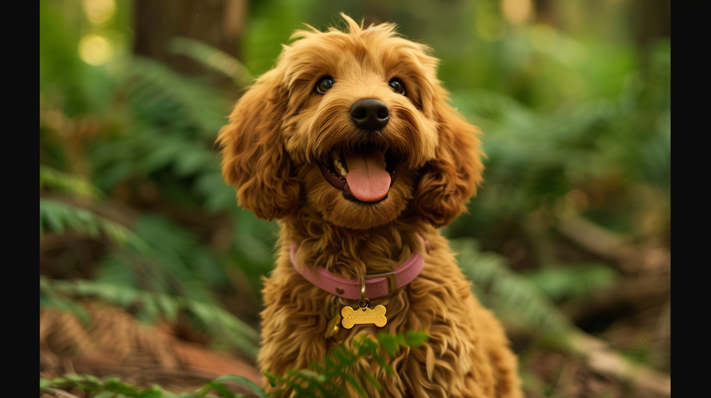 Cute goldendoodle forest pixar style image