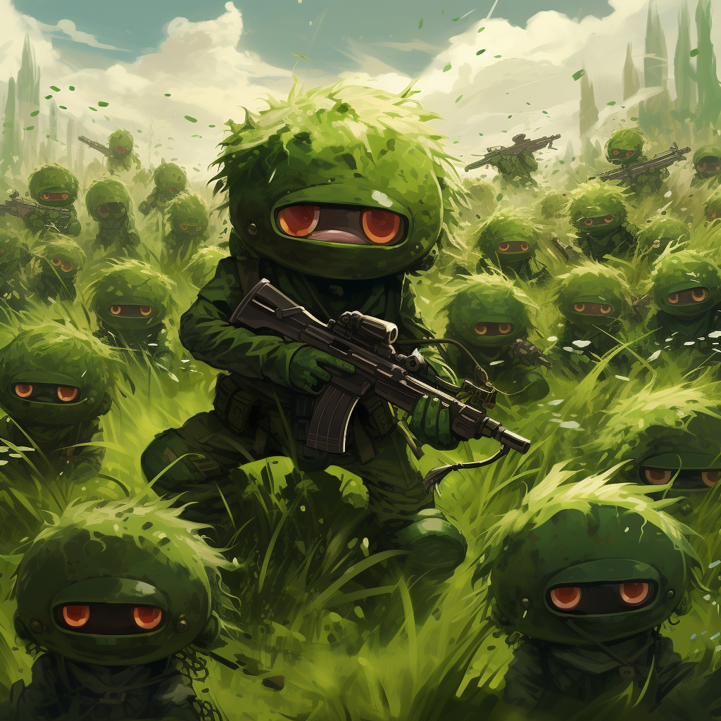 cute soldiers in grassy ghillie suits