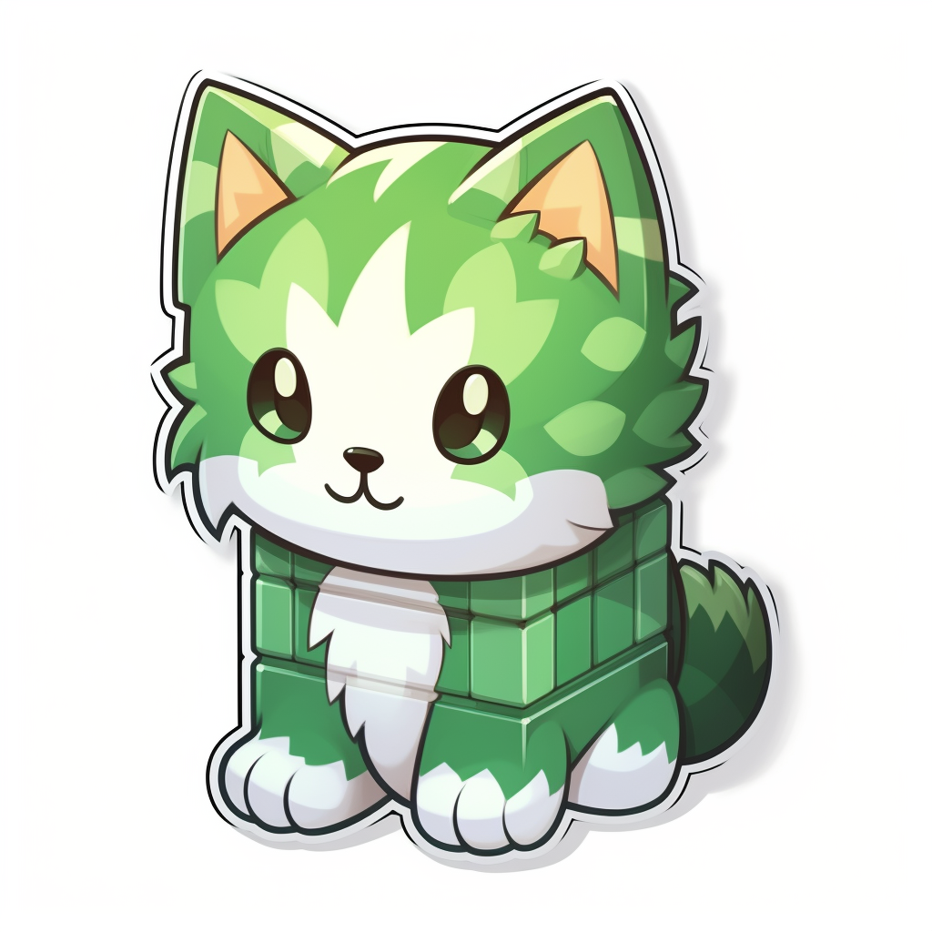 Pixelart cute green cube animal