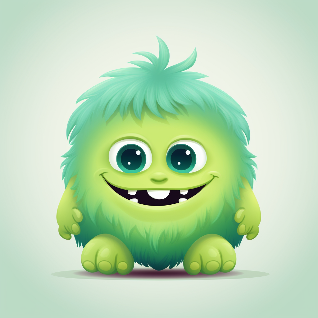 Adorable green monster character illustration