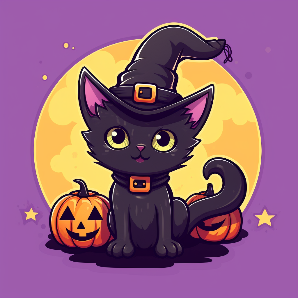 Cute Halloween Cat Vector Sticker