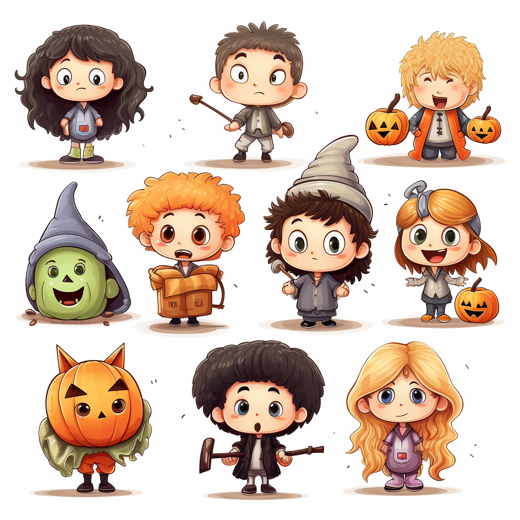 Cute Halloween Characters Clipart