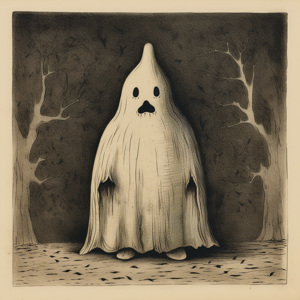 Adorable Halloween ghost etching