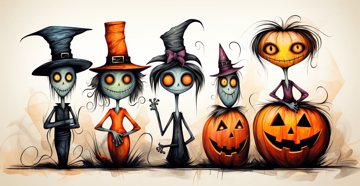 Cute Halloween Motive in Picasso Style