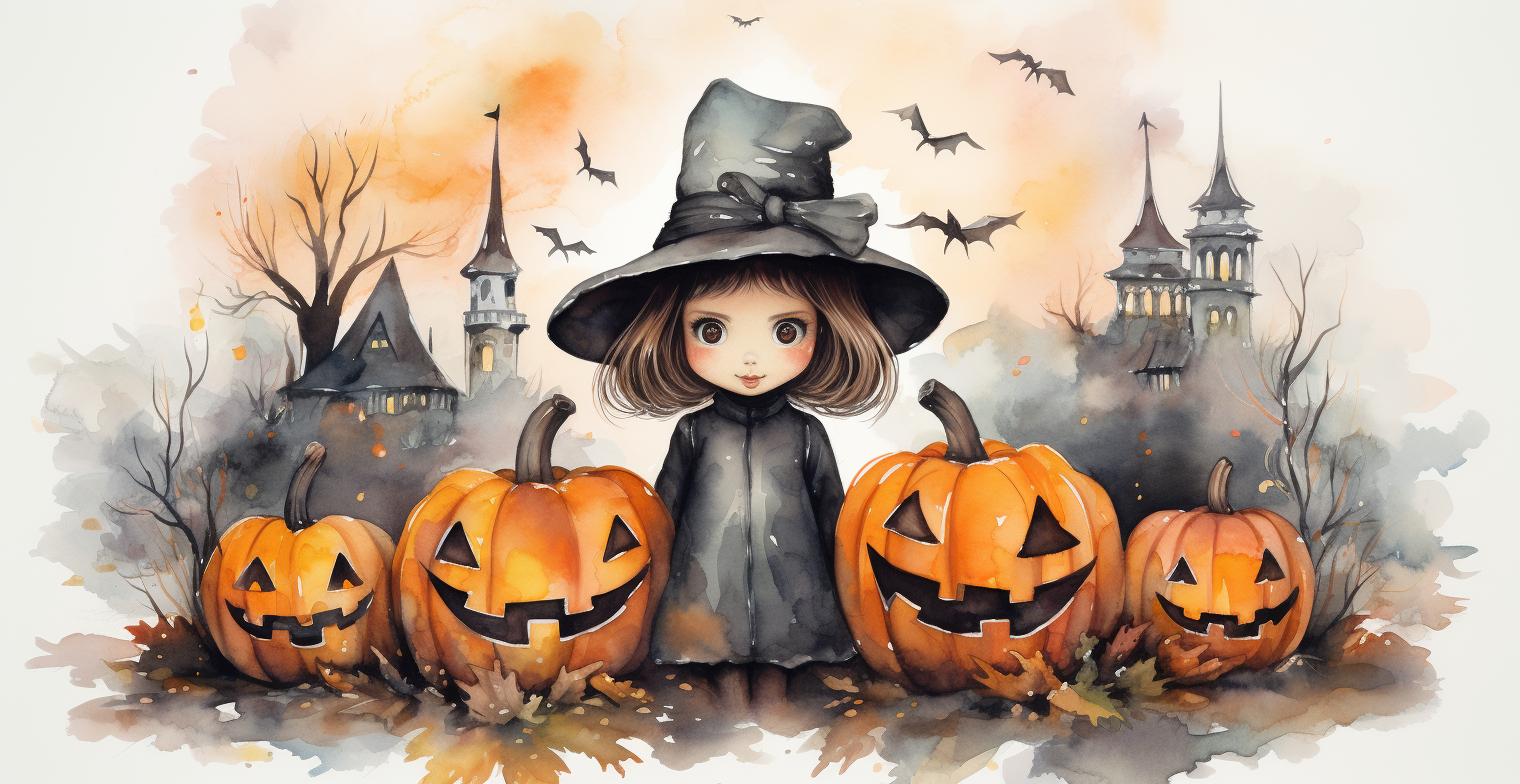 Adorable Halloween art on white background