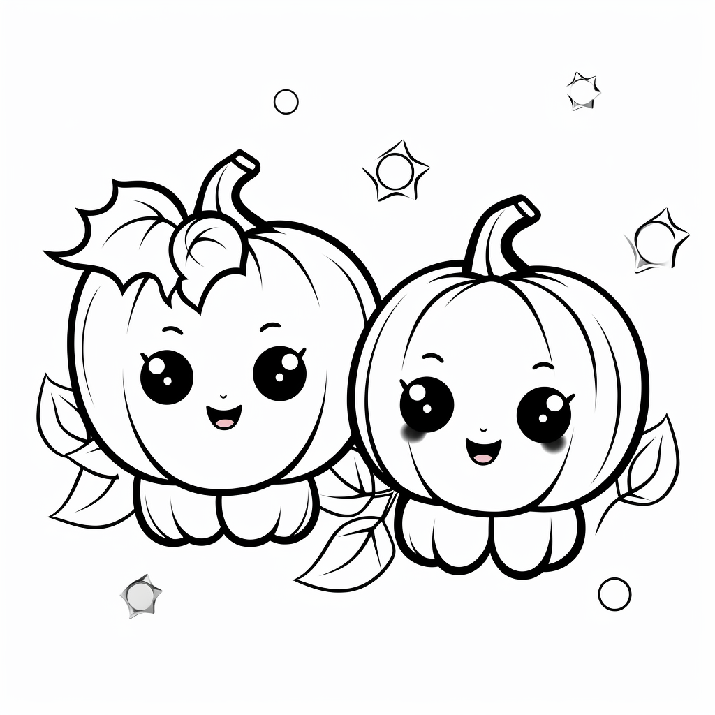 Cute Halloween pumpkins coloring page