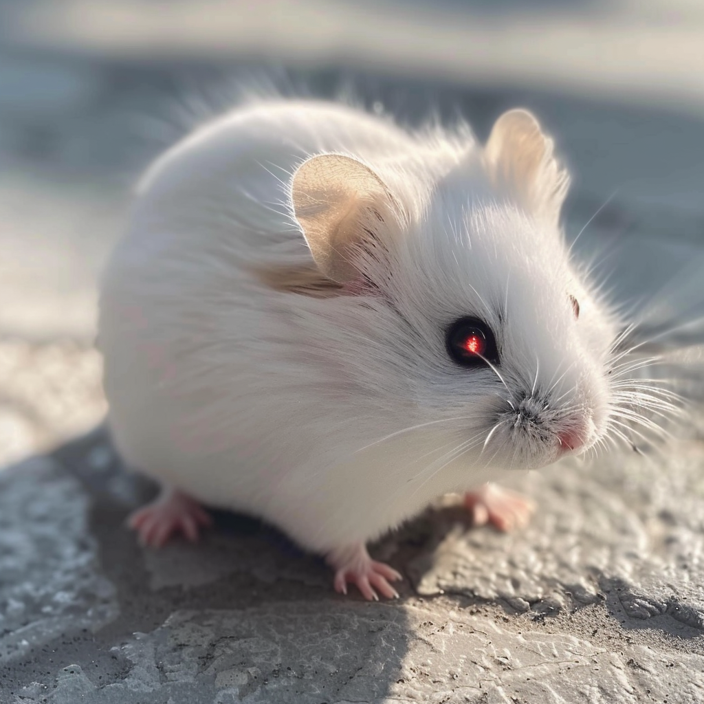 sweet hamster with red eyes