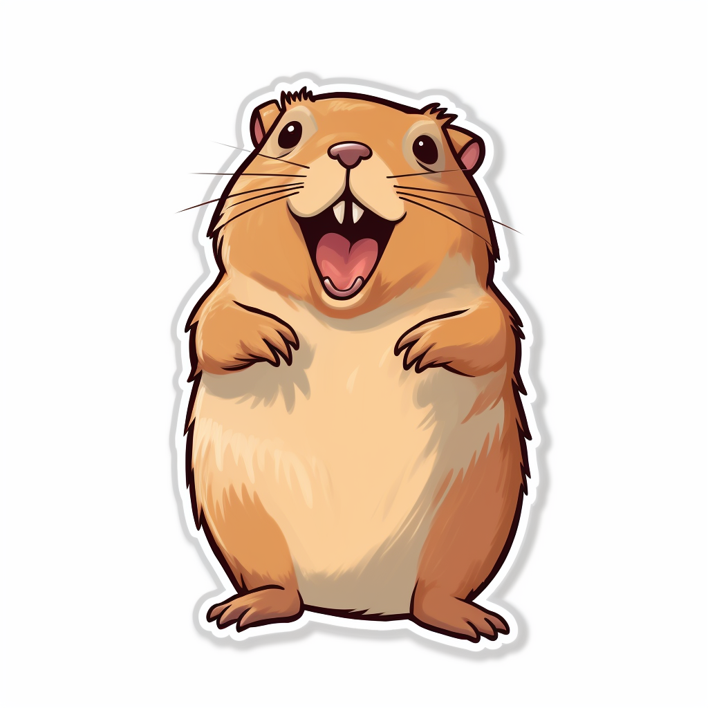 Hand drawn cute happy capibara sticker