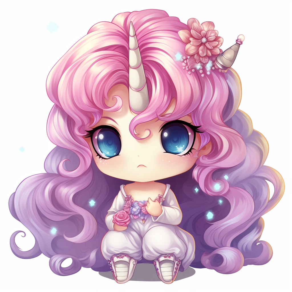 Adorable happy chibi unicorn