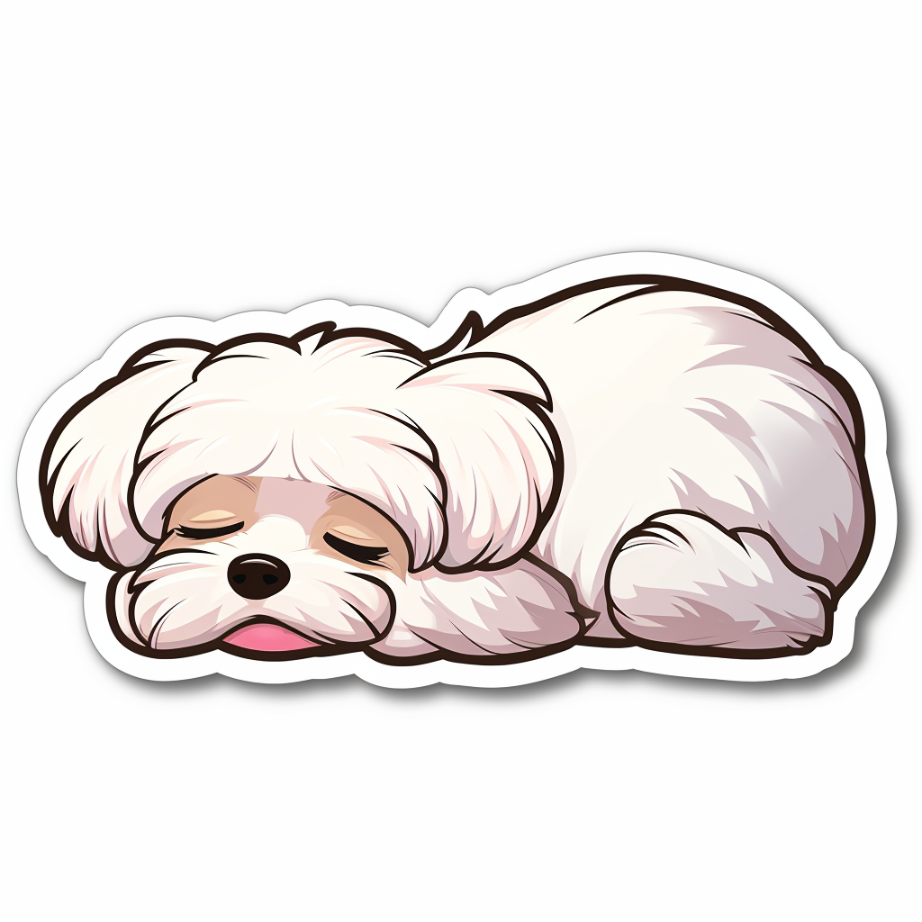 Cute Havapoo Sleep Sticker on White Background