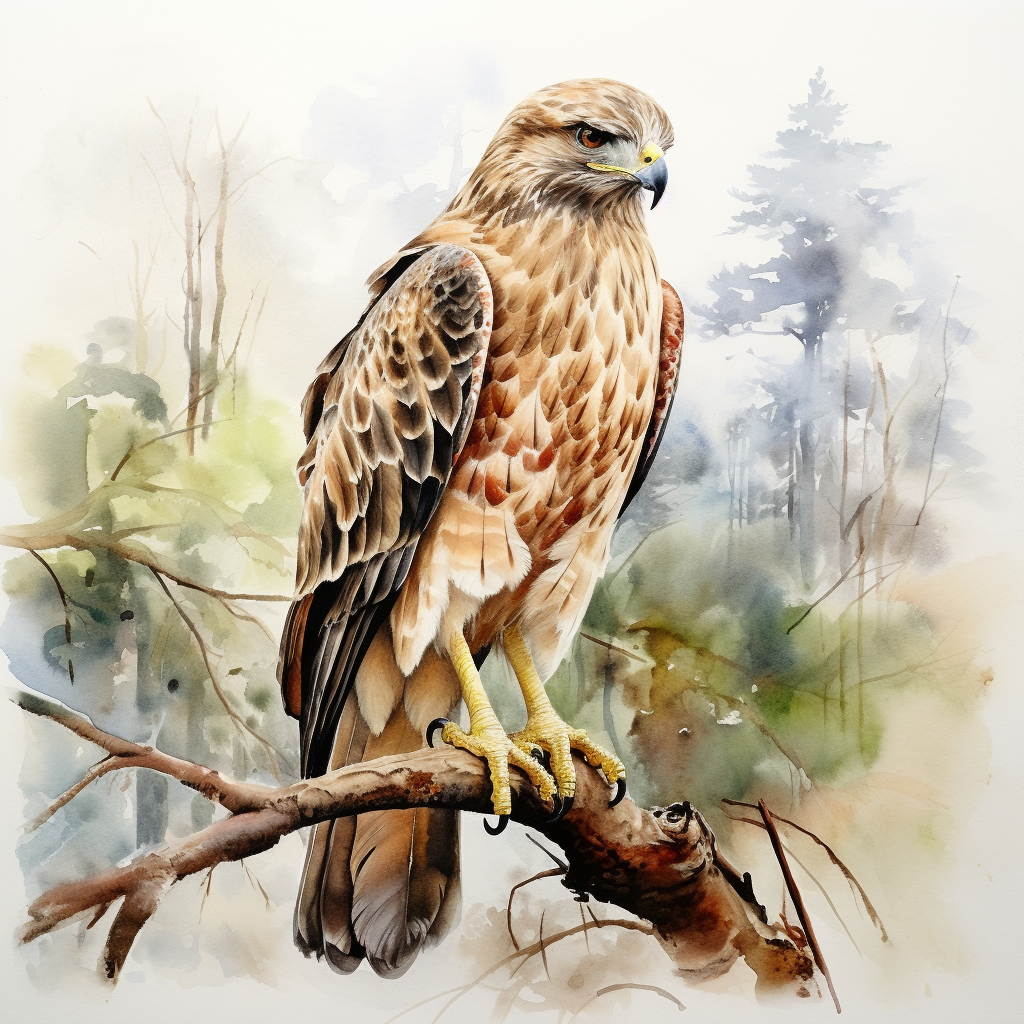 Stunning Watercolor Painting of a Cute Hawk