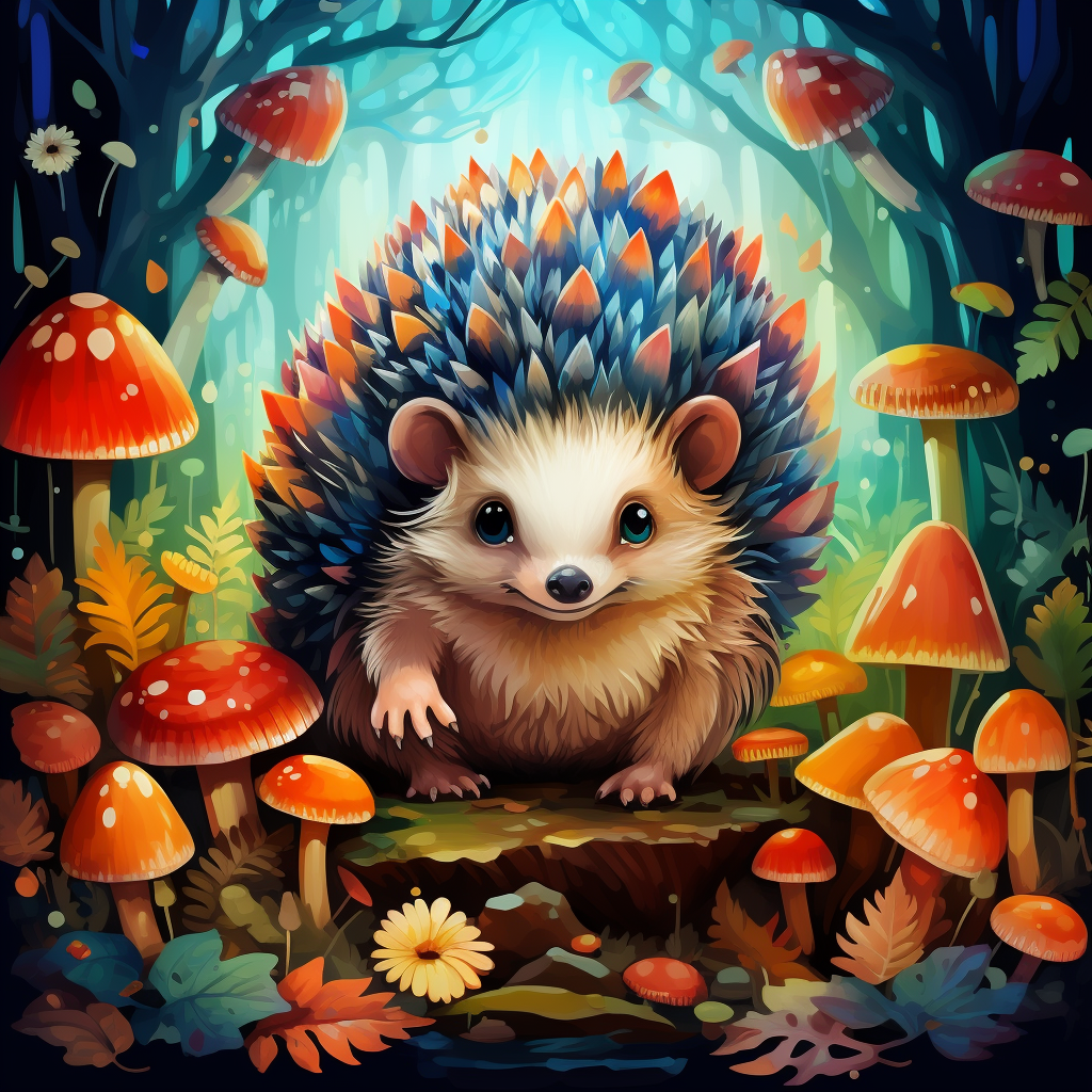 Adorable hedgehog in vibrant forest scenery