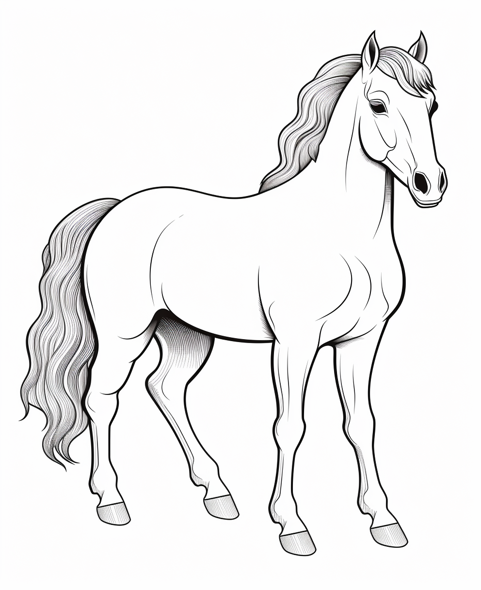 Cartoon Style Cute Horse Coloring Page