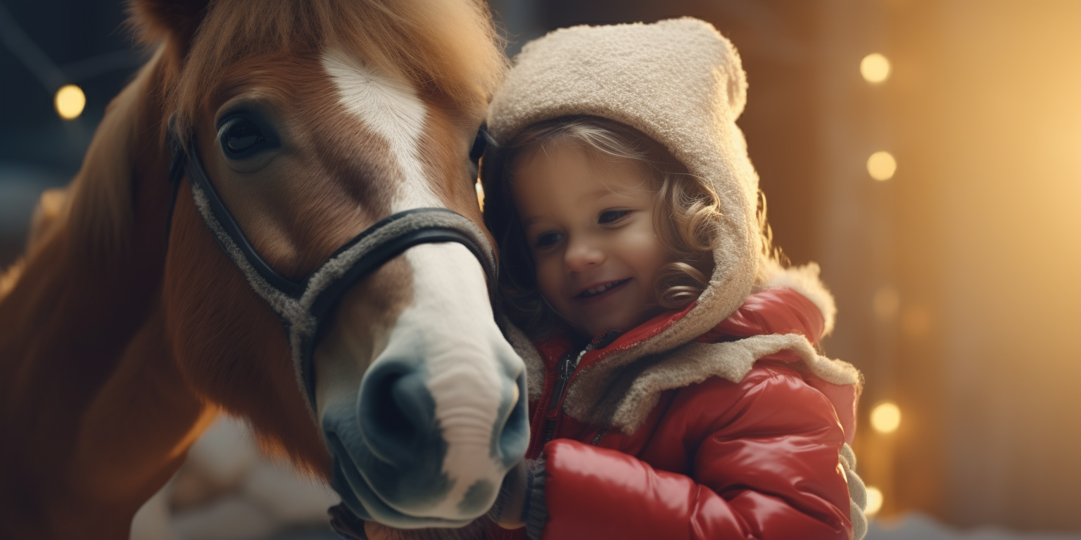 Two kids in cute horse costumes