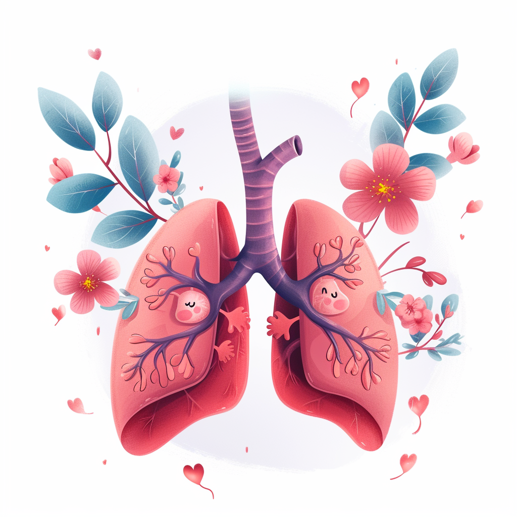 Cute human lungs character illustration