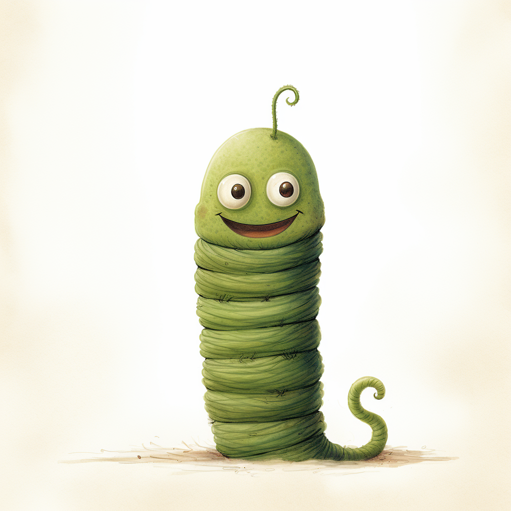 Cute inchworm made of twine