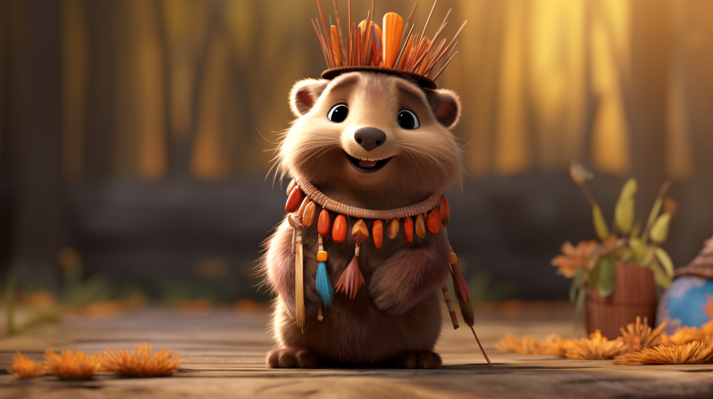 Adorable Indian Beaver in Traditional Attire