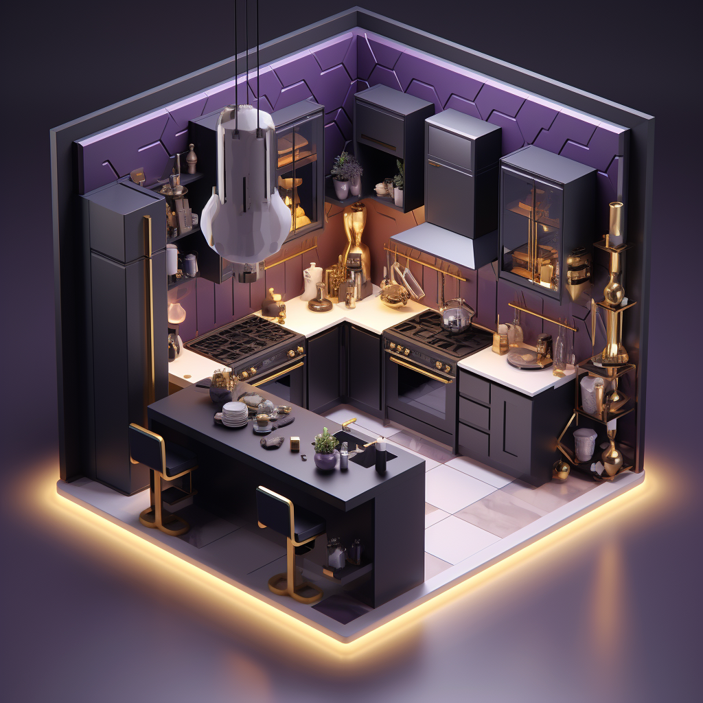 Isometric kitchen with luxury features