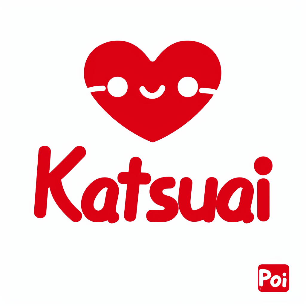 Cute Katsuai Heart Logo Design