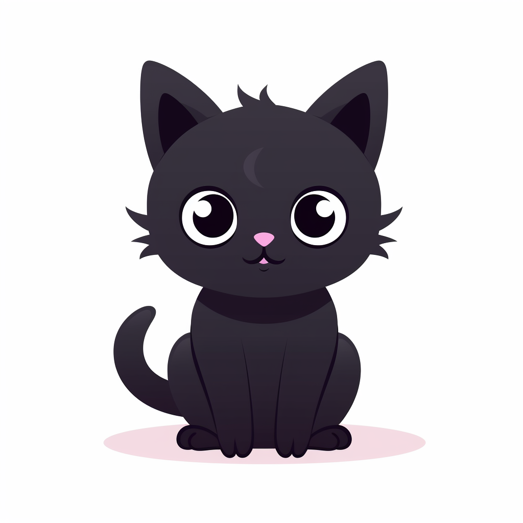 Cute cartoon black cat on white background