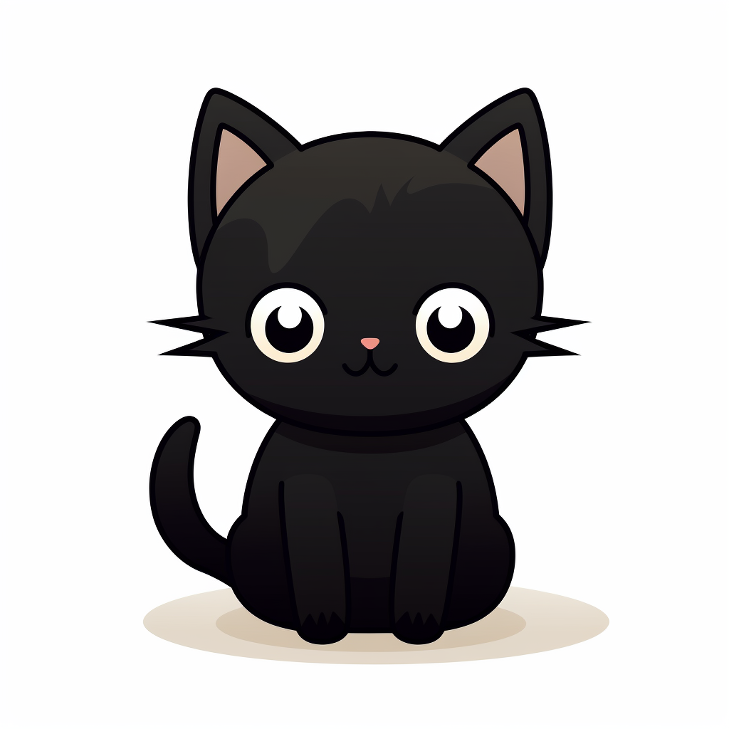 Cute black cat cartoon character