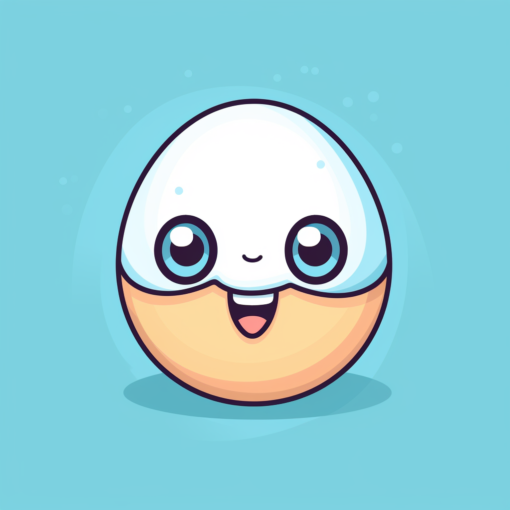 Cute hard boiled egg cartoon on blue background