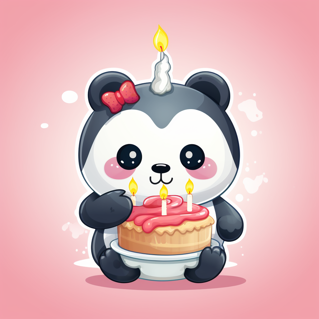 Cute panda holding candle number 3