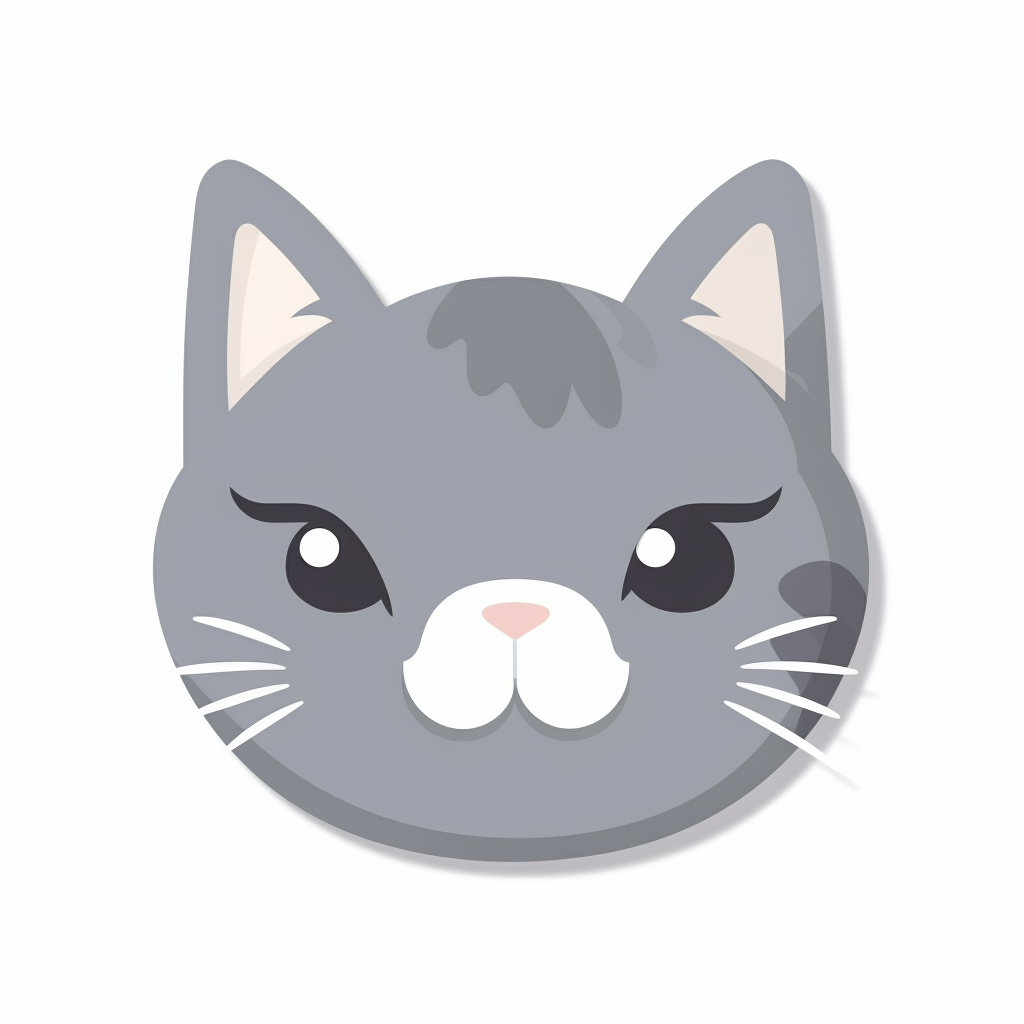 Grey Kawaii Cat Sticker Design