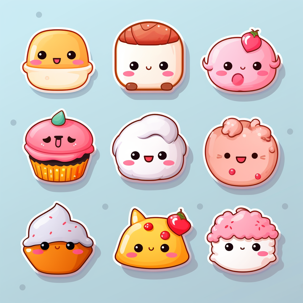 Adorable kawaii sticker set